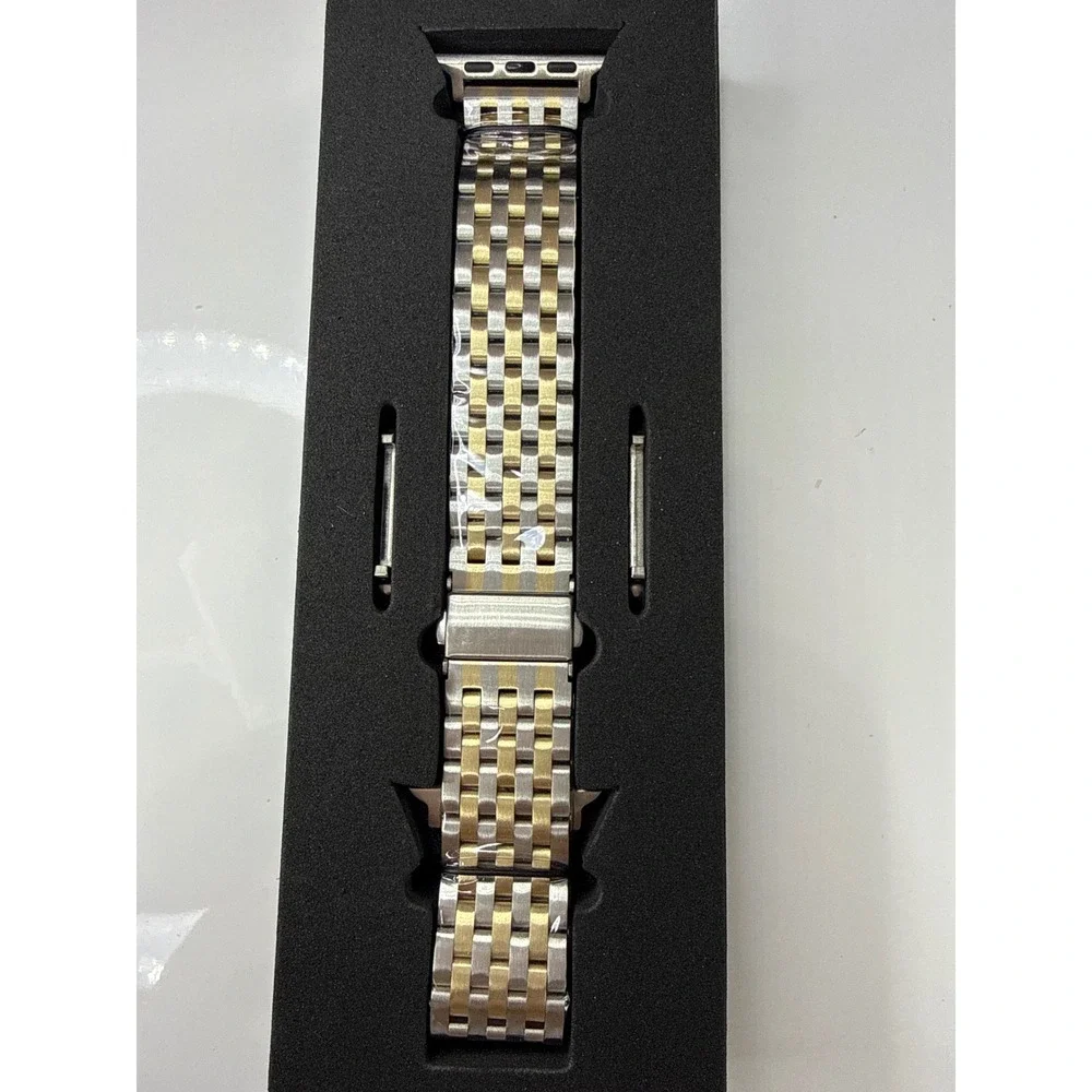 Posh Tech Remy Steel Two Tone Watch Band for Apple Watch Silver Gold Stainless